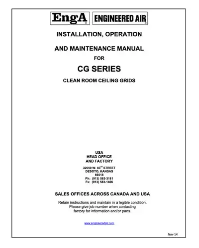 CG Series Clean Room Manual