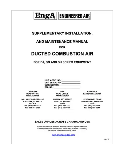 Ducted Combustion Air Supplementary Manual