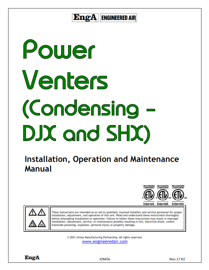 Power Venters (Condensing – DJX/SHX)