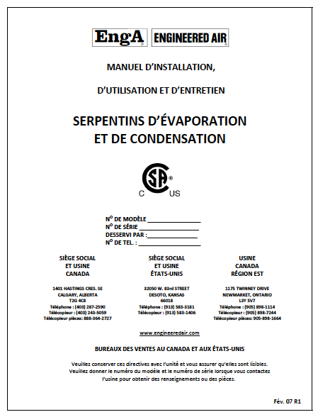 SERPENTINS D’ÉVAPORATION ET DE CONDENSATION