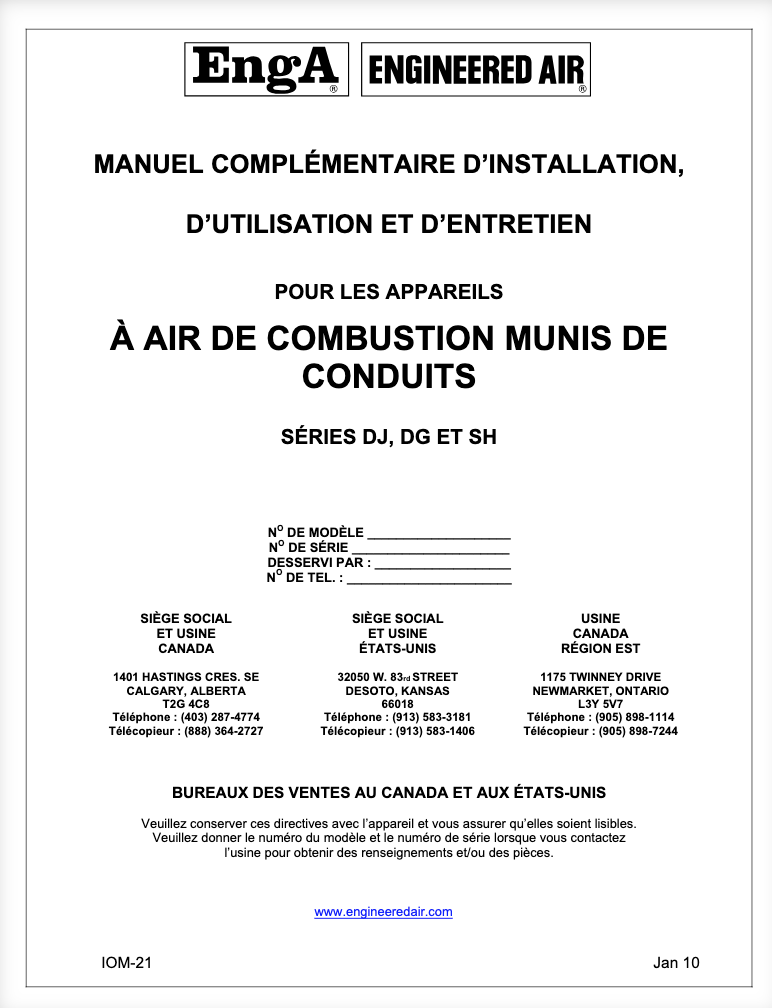 Air De Combustion Munis De Conduits