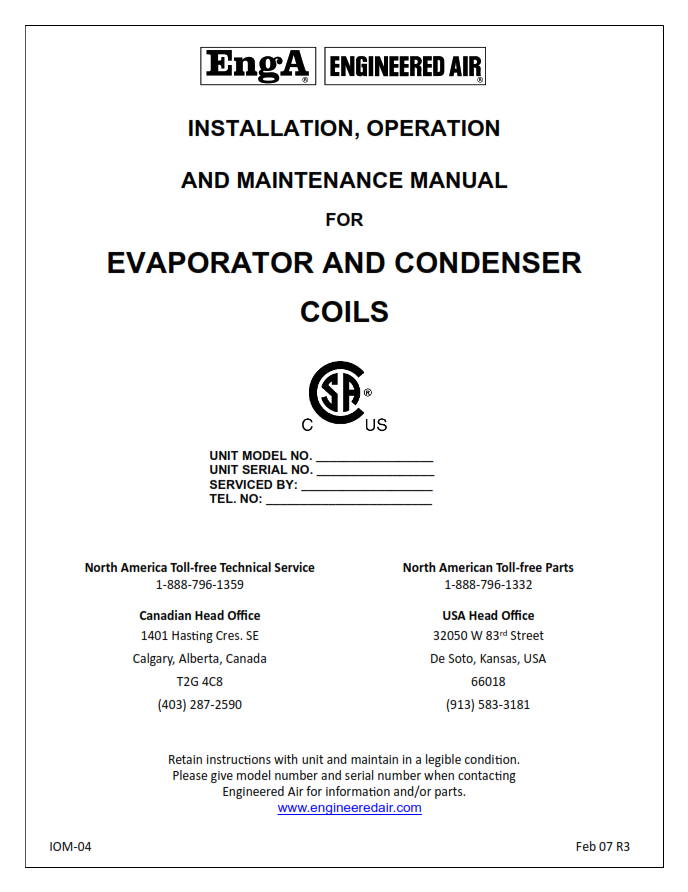 Evap And Cond Coils Manual