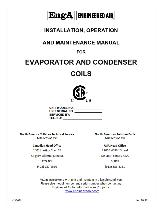 Evap And Cond Coils Manual